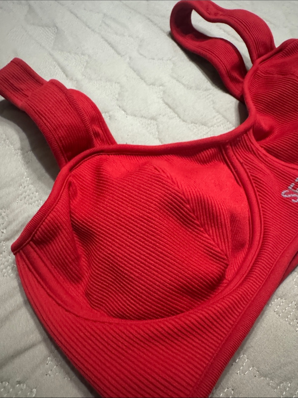 SET Active Ribbed Red Bralette Medium - Picture 3 of 5
